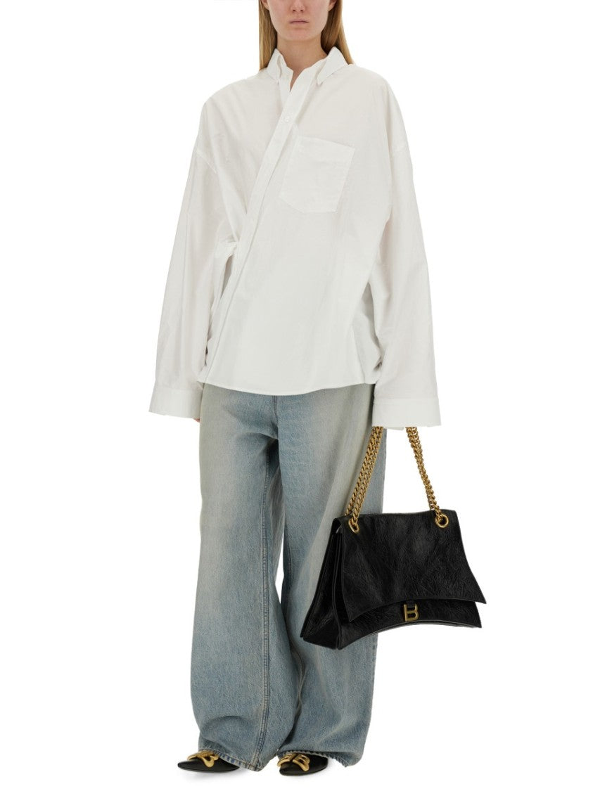 Balenciaga Wrap-Style White Shirt With Oversized Fit