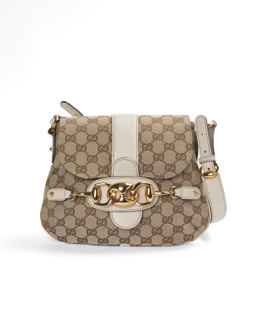 Gucci Small Gg Supreme Canvas Shoulder Bag With Horsebit Detail