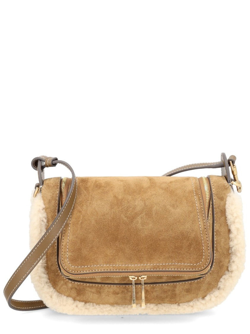 Anya Hindmarch Neutrals Vere Suede Shearling Handbag