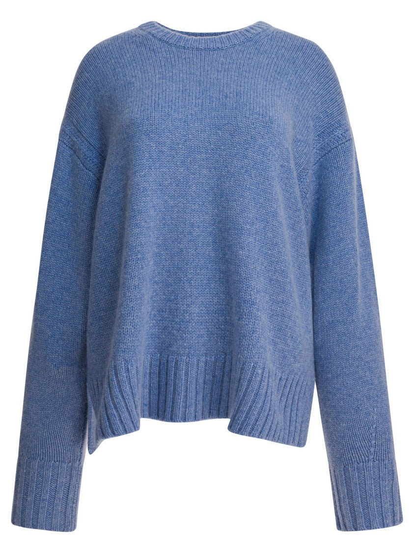 Guest In Residence Light Blue Cashmere Knitwear With Ribbed Details