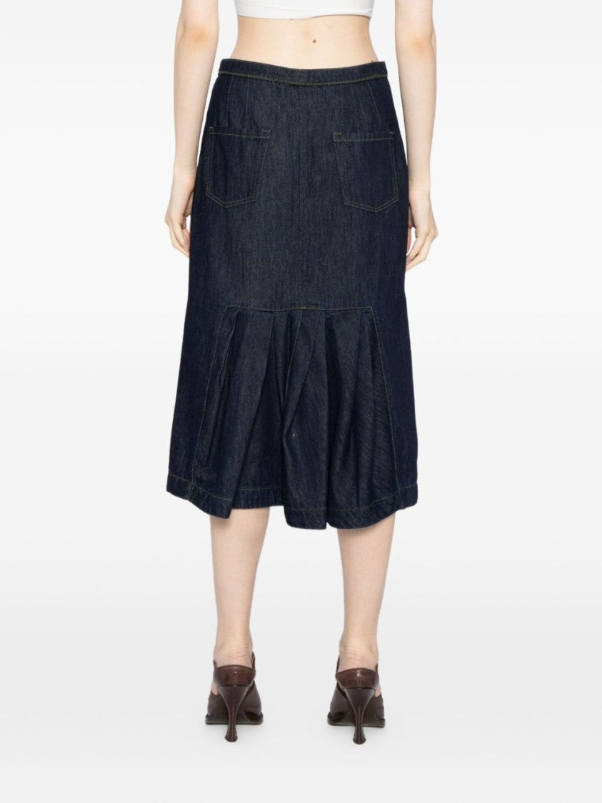 Dries Van Noten A-Line Dark Denim Midi Skirt