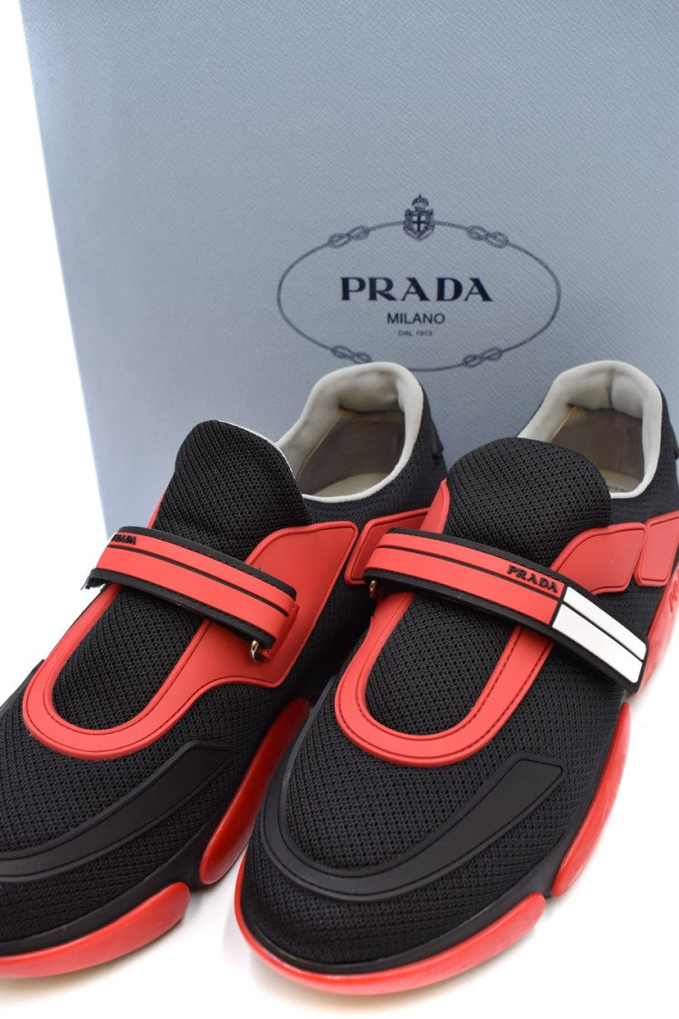 Prada Black Nylon-Blend Leather Sneakers