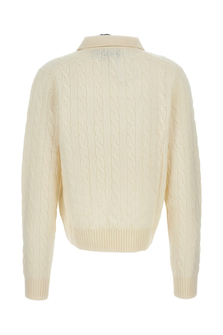 Polo Ralph Lauren Cream Long-Sleeve Wool-Blend Polo Shirt