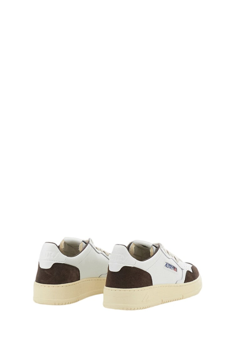 Autry White Brown Medalist Low Leather Suede Sneakers