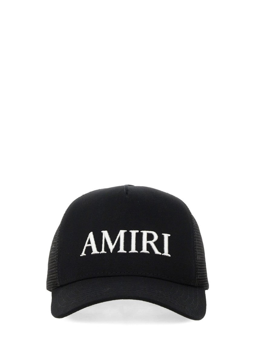 Amiri Black Bold Logo Breathable Mesh Cotton Baseball Cap