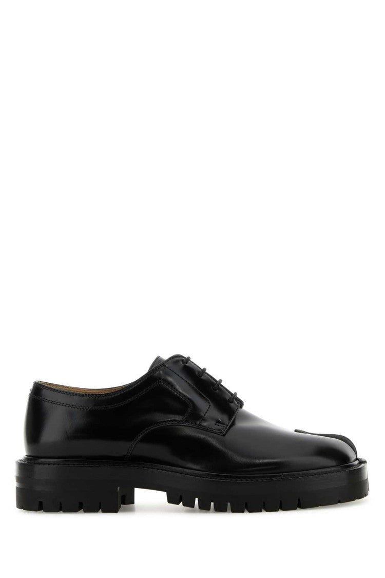 Maison Margiela Black Leather Tabi Lace-Up Shoes