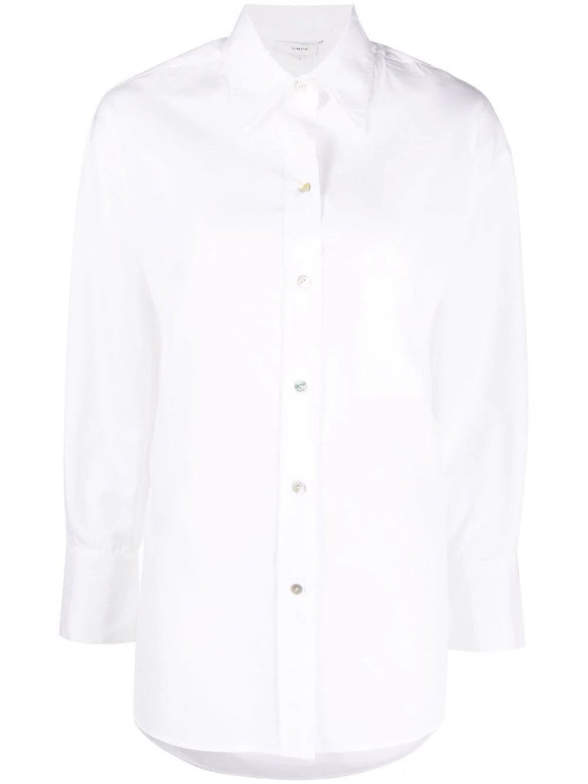 Vince White Oversized Relaxed Fit Long-Sleeve Cotton Shirt