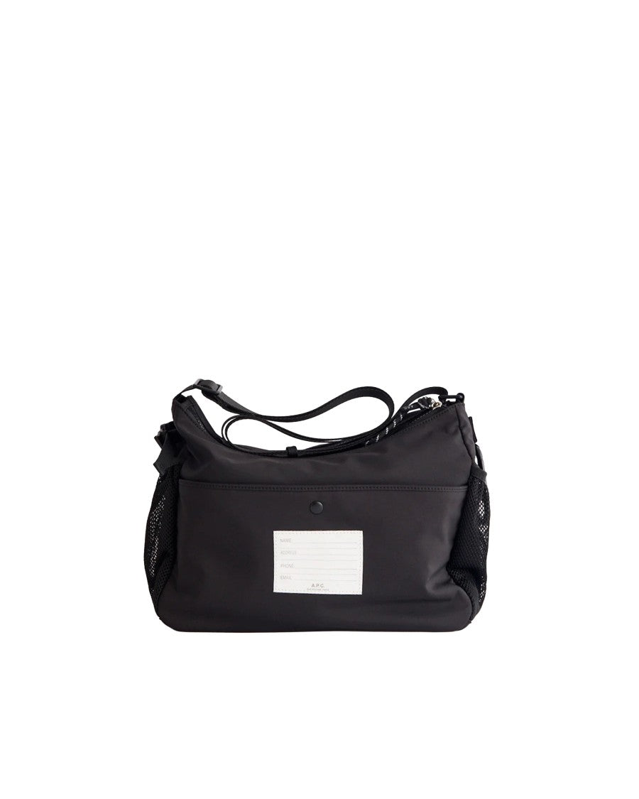 A.P.C. Rectangular Black Nylon Borsa Trek With Technical Details