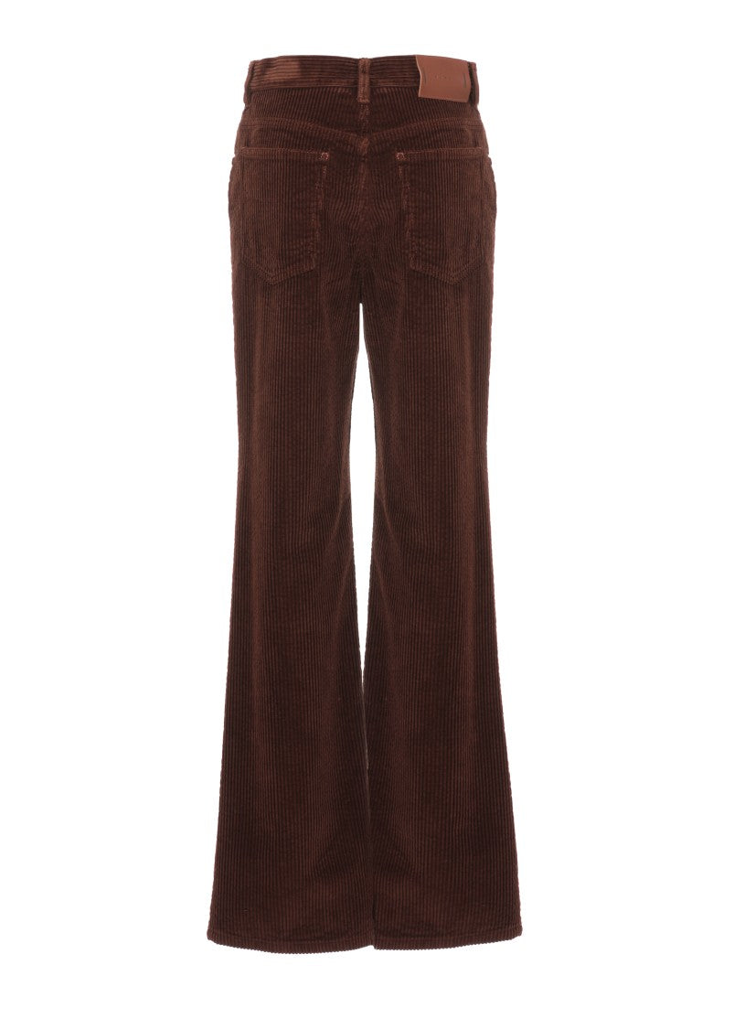 Marni Flared Ribbed Velvet Trousers With Classic Five-Pocket Design