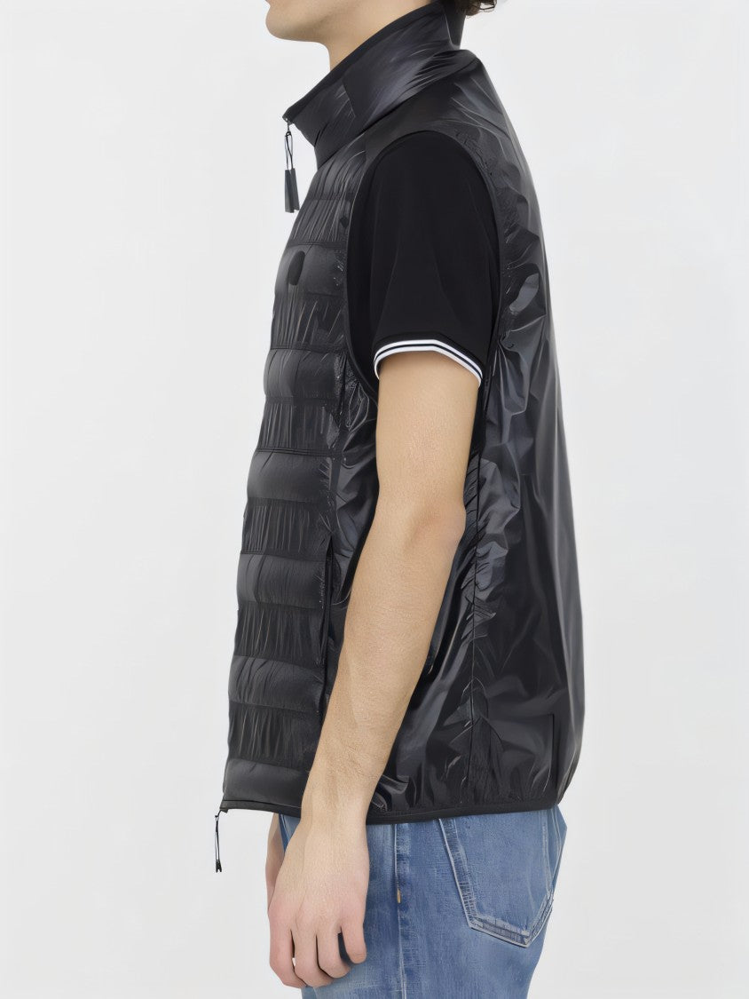 Moncler Quilted Black Vest With High Collar
