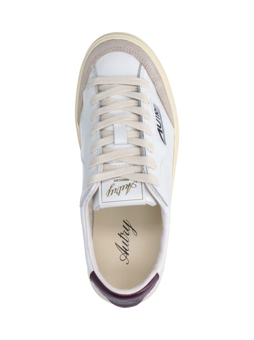 Autry White Windscape Low Leather Suede Accent Sneakers