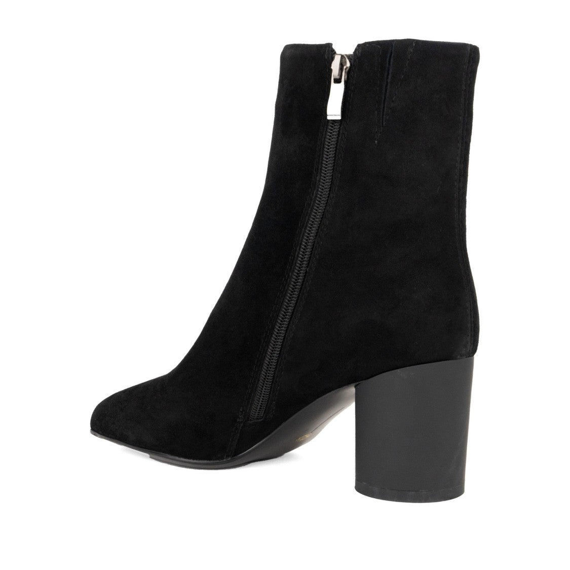 Linda Baumann Black Smooth Leather Mid-Height Block Heel Ankle Boots