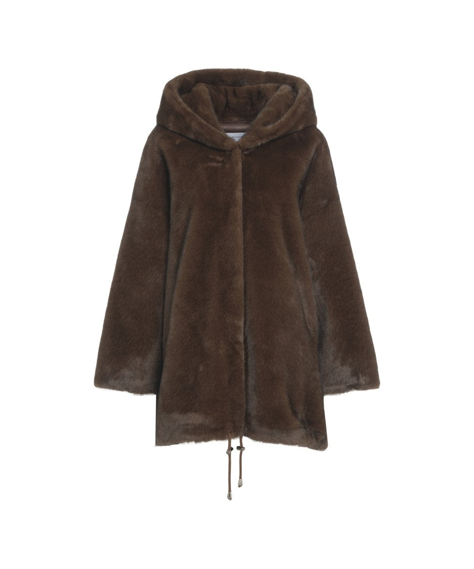 Bully Short Faux Fur Coat With Integrated Hood