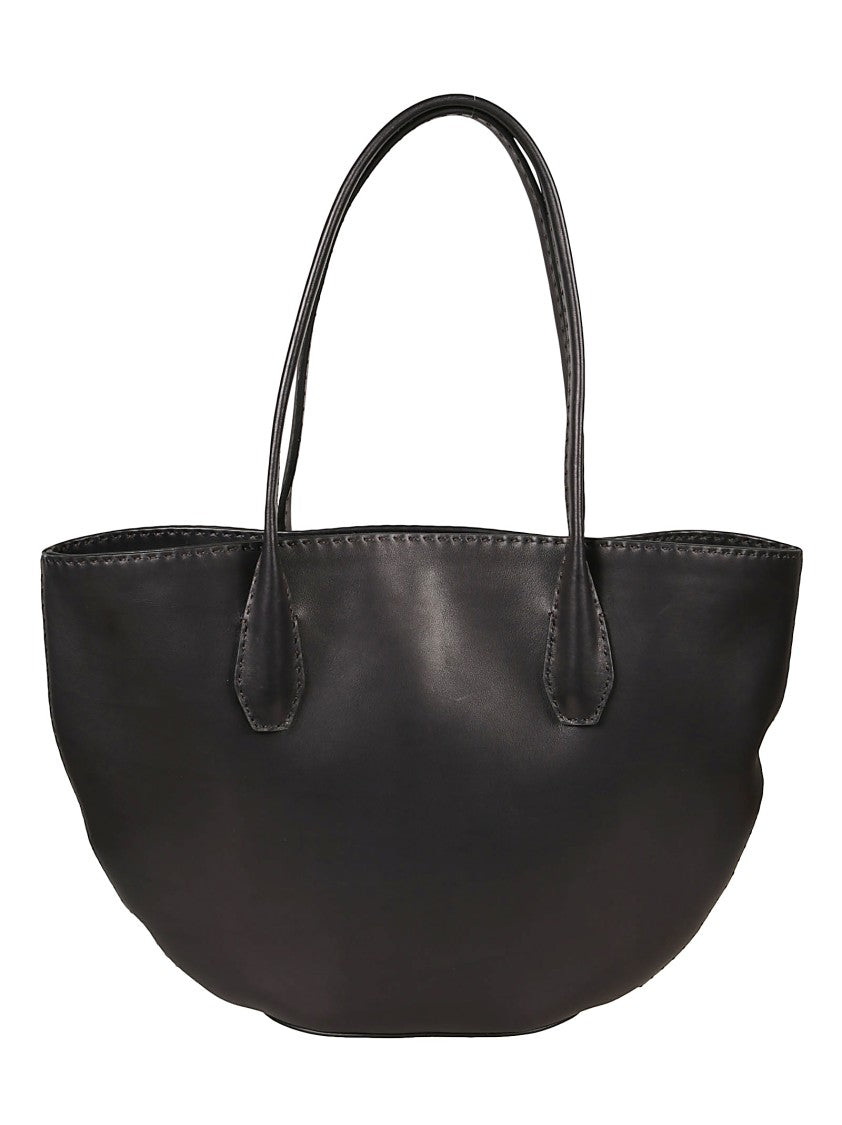 The Row Curved Silhouette Black Tote Bag With Sturdy Handles