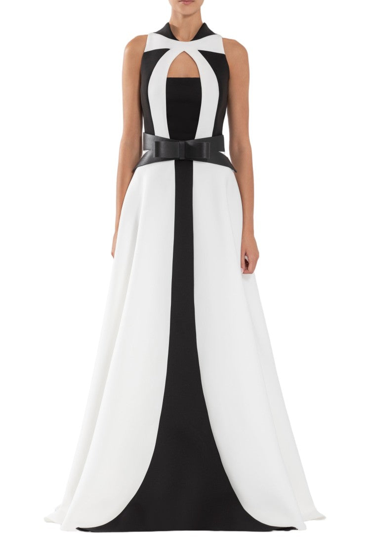 Saiid Kobeisy Neoprene Dress With Geometric Cutouts And Bow Belt