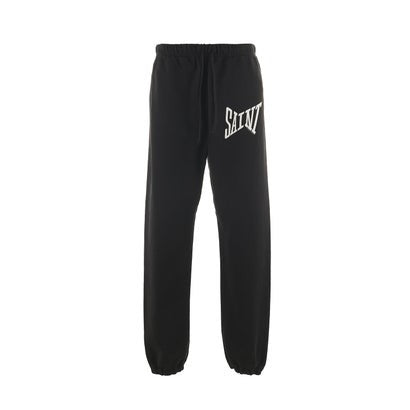 Saint Mxxxxxx Relaxed Fit Black Jogger Pants With Graphic Print