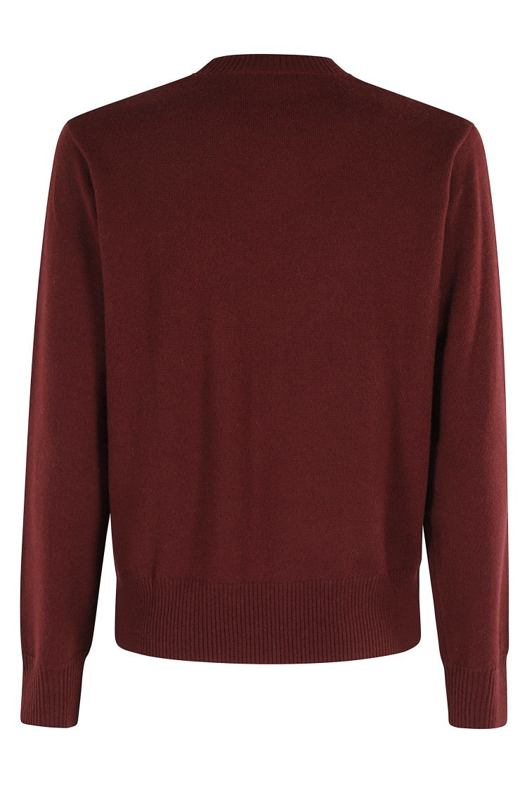 Seventy Burgundy Round Neck Sweater With Ribbed Detailing