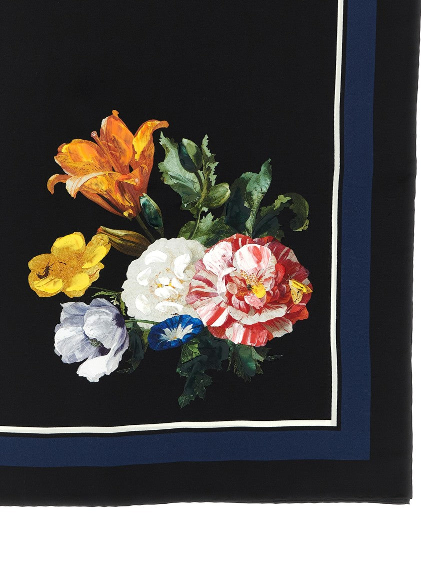 Maison Margiela 'Four Stitches' Floral Print Silk Scarf