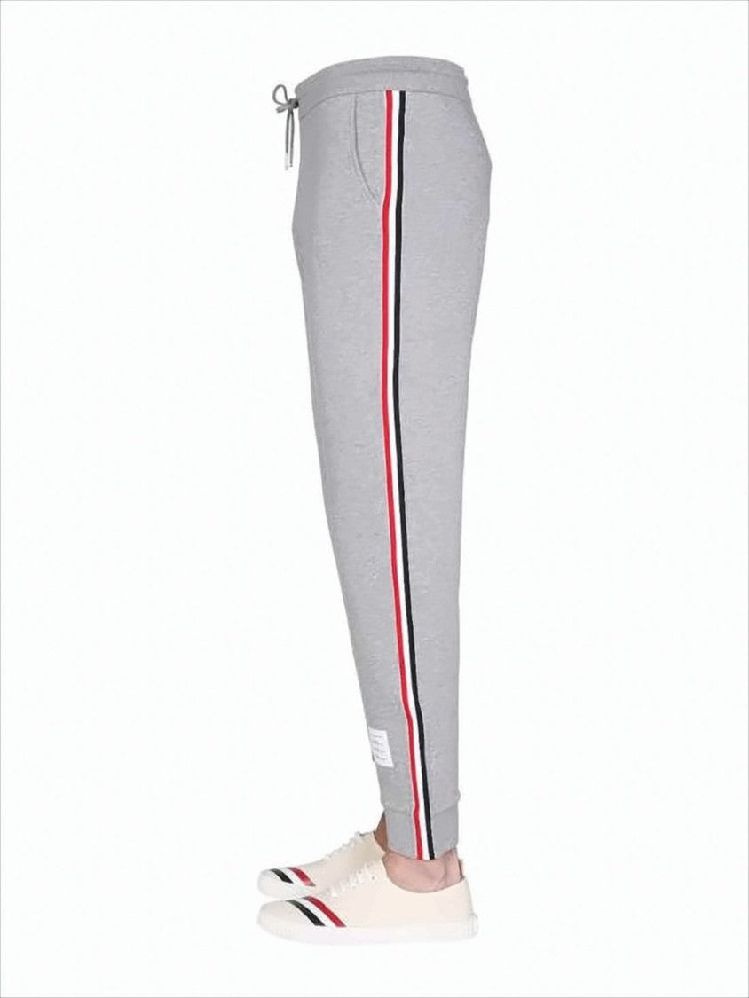 Thom Browne Slim Fit Jogger Pants With Tricolor Side Stripes