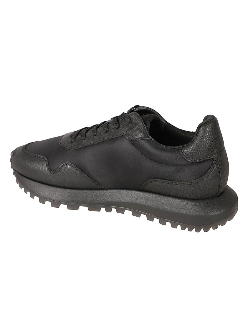 Emporio Armani Low-Profile Matte Finish Sneakers With Textured Sole