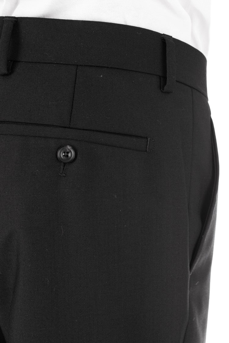 Lardini Black Tailored Trousers In Wool-Mohair Blend