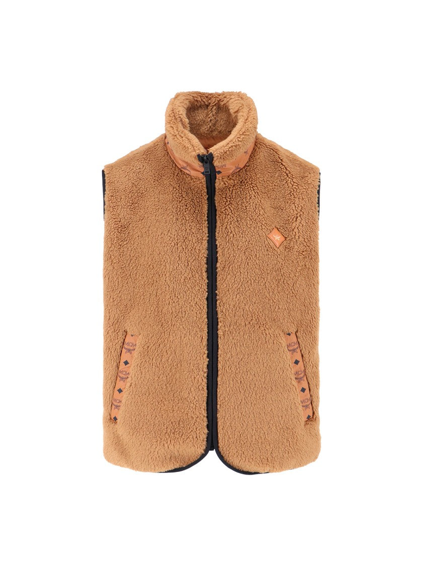 Mcm Plush Zip-Up Jacket With Teddy Texture