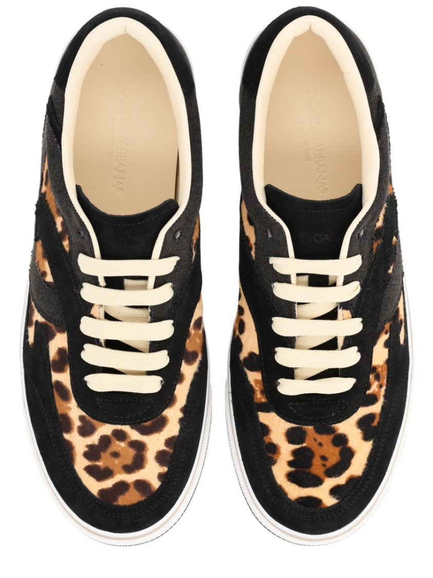 Dolce & Gabbana Multicolor Dg Sailing Suede Leopard Sneakers