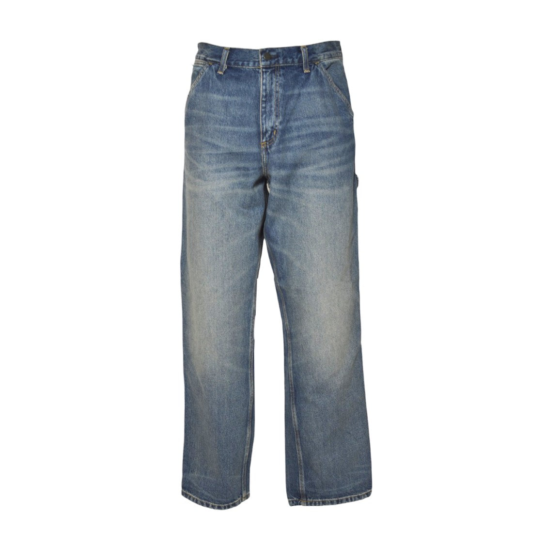 Carhartt Wip Relaxed Fit Denim Jeans With Subtle Distressing And Patch Pockets