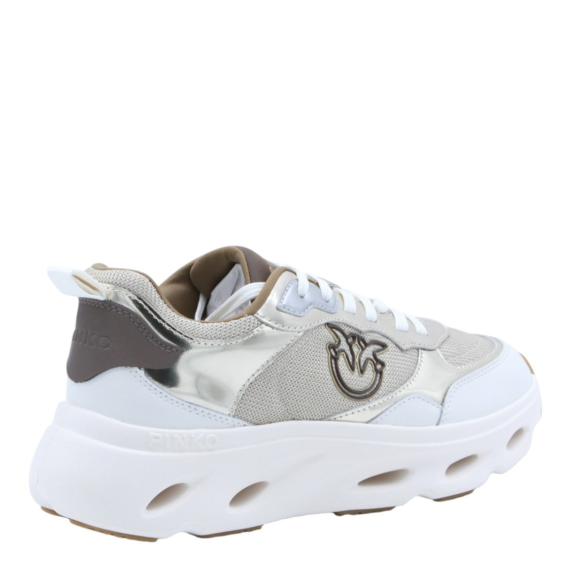 Pinko Chunky Sneakers With Metallic Silver Panels And Cut-Out Details