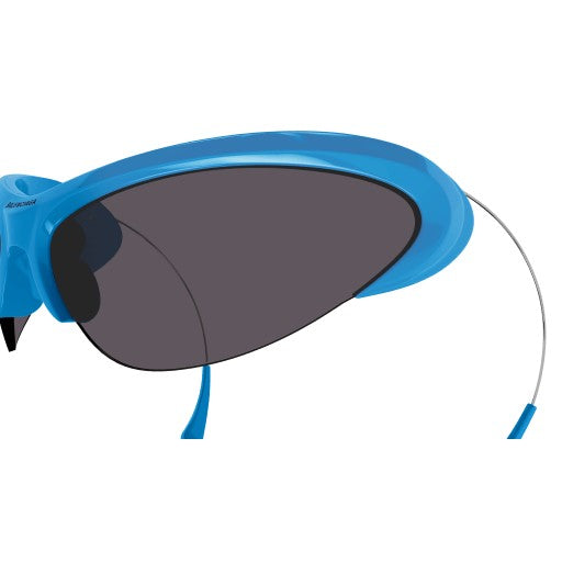 Balenciaga Oversized Blue Acetate Sunglasses With Curved Temples