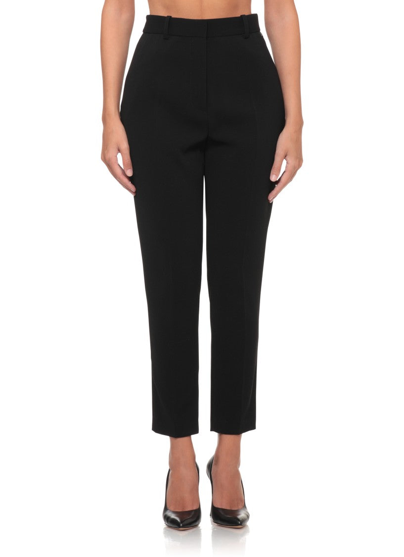 Elisabetta Franchi Mid-Rise Black Trousers With Tailored Silhouette And Cropped Length