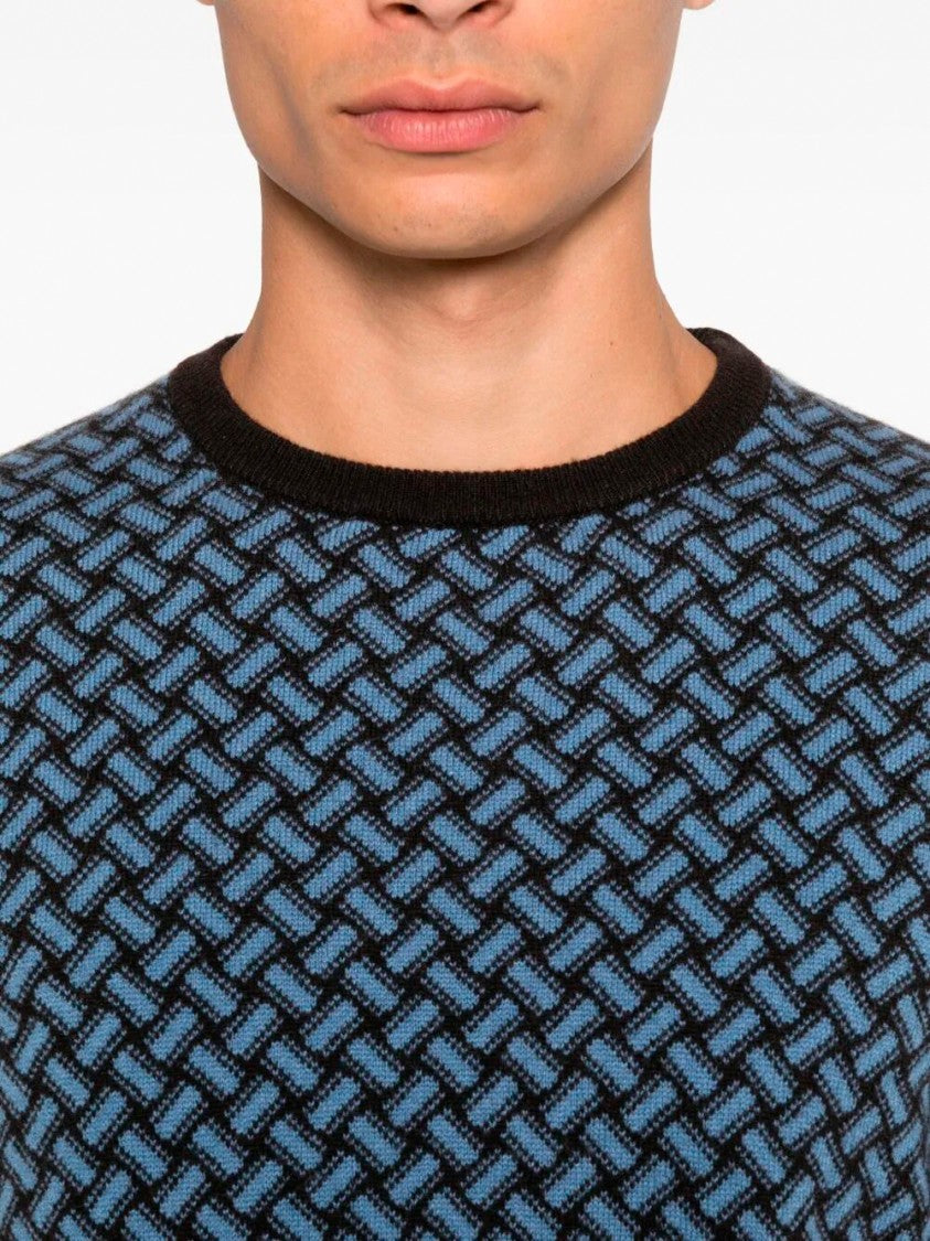 Drumohr Herringbone Cashmere Long Sleeve Crew-Neck Sweater