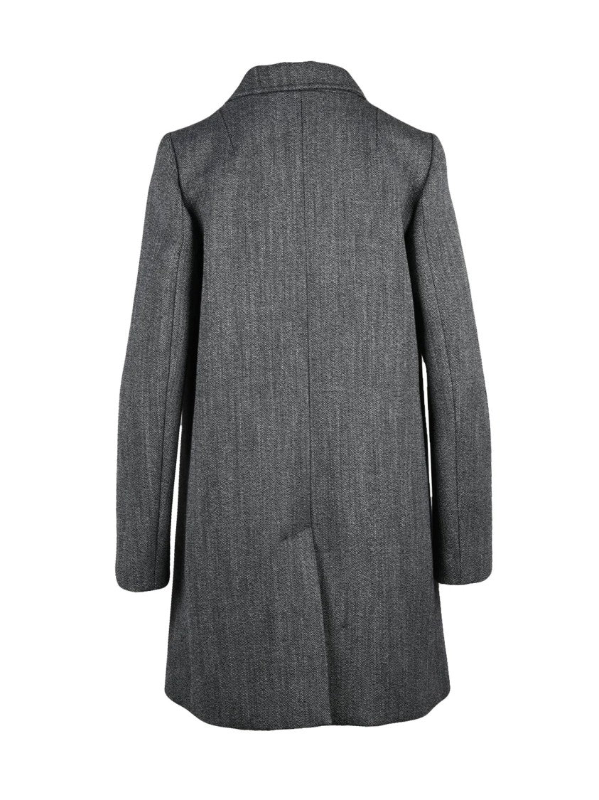 Dolce & Gabbana Flared Grey Coat With Button Closure And Textured Fabric