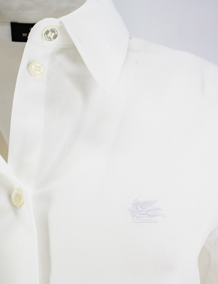 Etro Optical White Blouse With Classic Collar