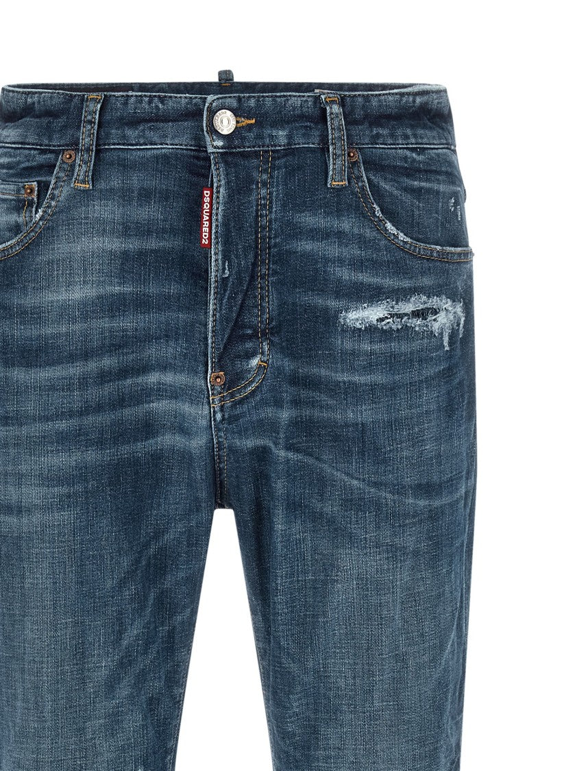 Dsquared2 Used-Effect Stonewashed Stretch Denim Jeans