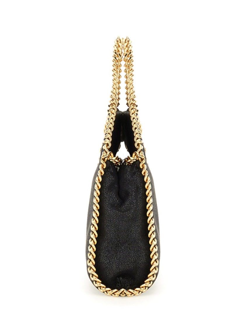 Stella Mccartney Textured Black Tote With Gold Chain Trim By Stella Mccartney
