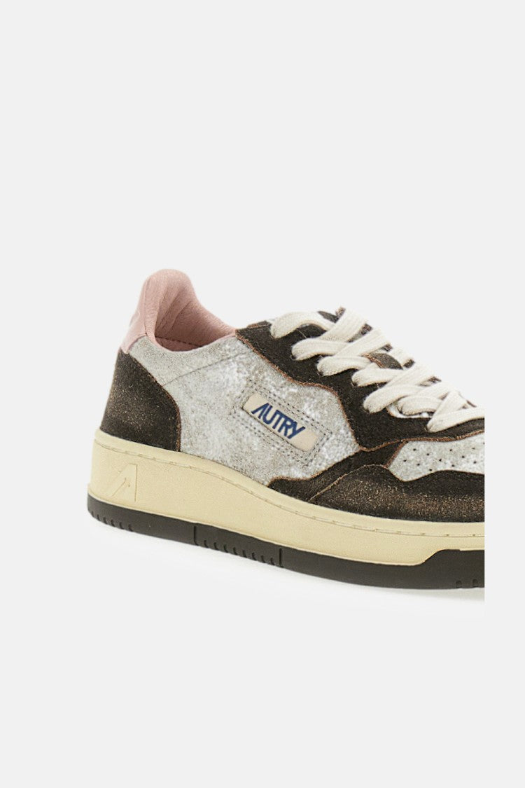Autry Medalist Low Laminated Suede Sneakers