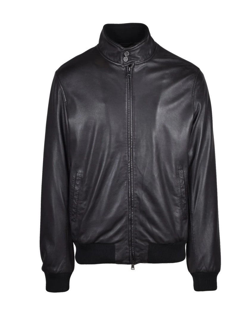 Mabrun Black Frank Quilted Interior Leather Jacket