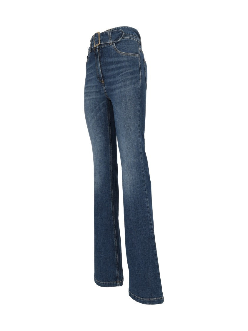 Elisabetta Franchi High-Waisted Flared Jeans With Matching Belt