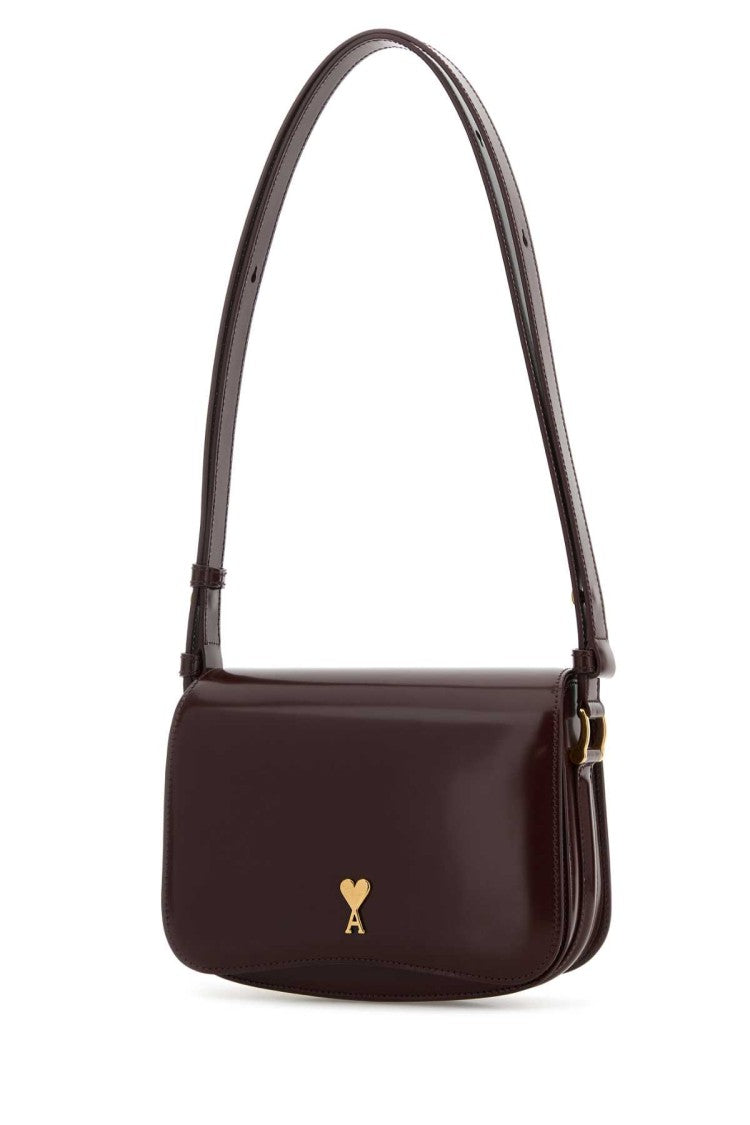 Ami Chocolate Leather Paris Paris Crossbody Bag