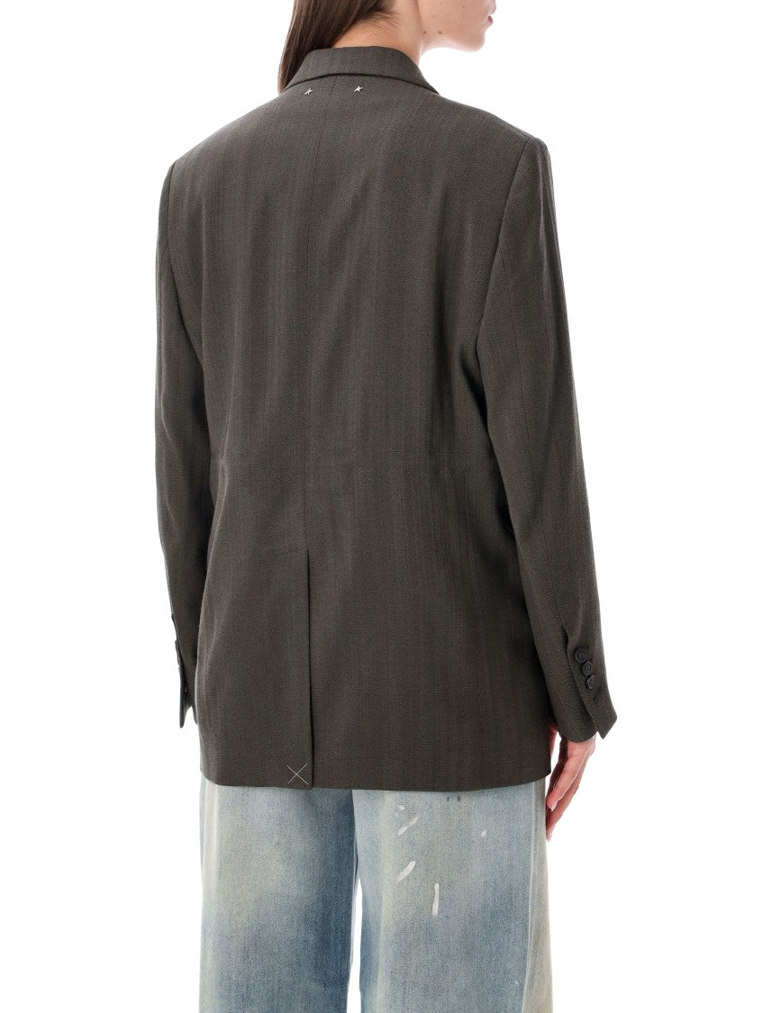 Golden Goose Relaxed Fit Double-Breasted Blazer With Star Details