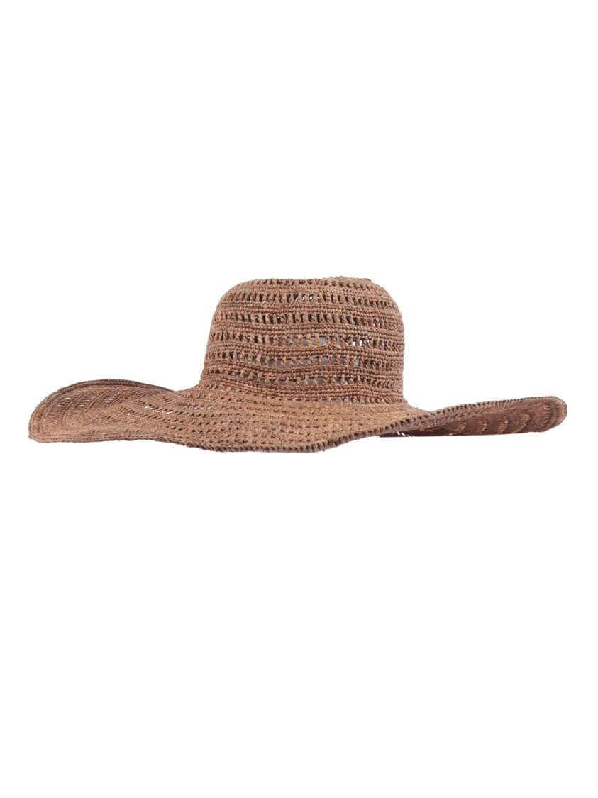 Ibeliv Dark Tea Wide Brim Raffia Hat