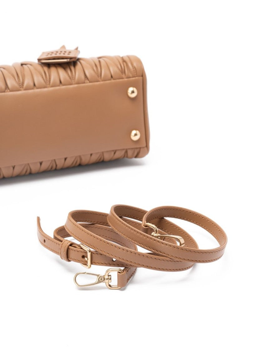 Miu Miu Brown Arcadie Matelassé Nappa Leather Bag