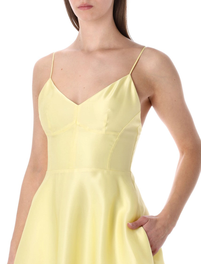 Alberta Ferretti Silk Organza V Neck Midi