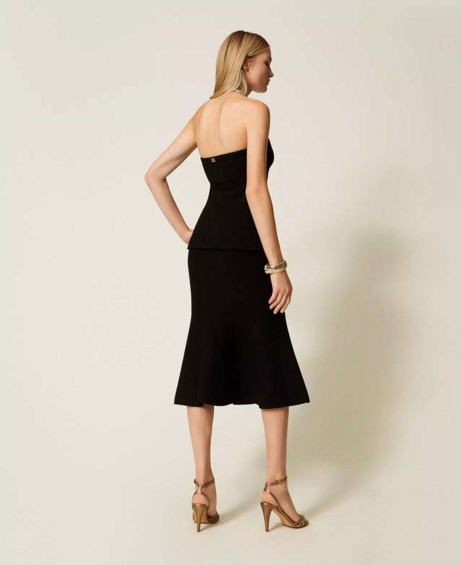 Twin-Set Black Midi Skirt With Fitted Waist