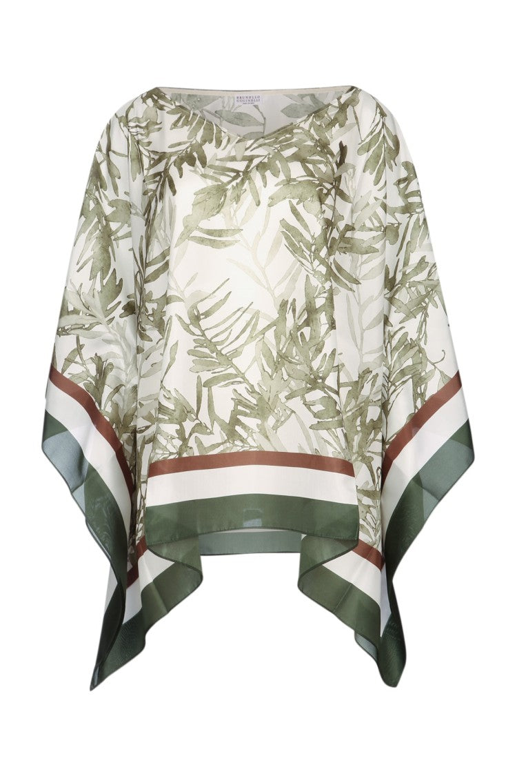 Brunello Cucinelli Flowing Botanical Print Top