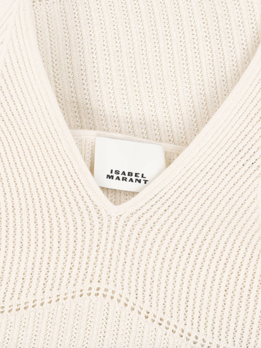 Isabel Marant White Silk-Cotton Ribbed Tank Top