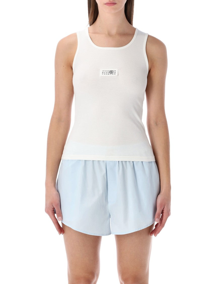 Mm6 By Maison Margiela Numeric Patch Ribbed Tank Top