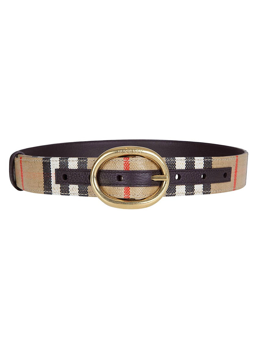 Burberry Reversible Check Pattern Belt With Gold-Tone Buckle