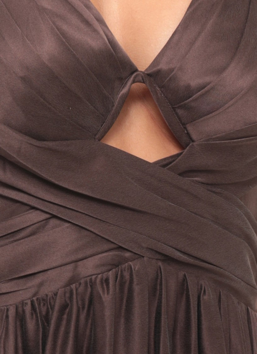Zimmermann Brown Silk Bustier Dress With Flared Skirt And V-Neck